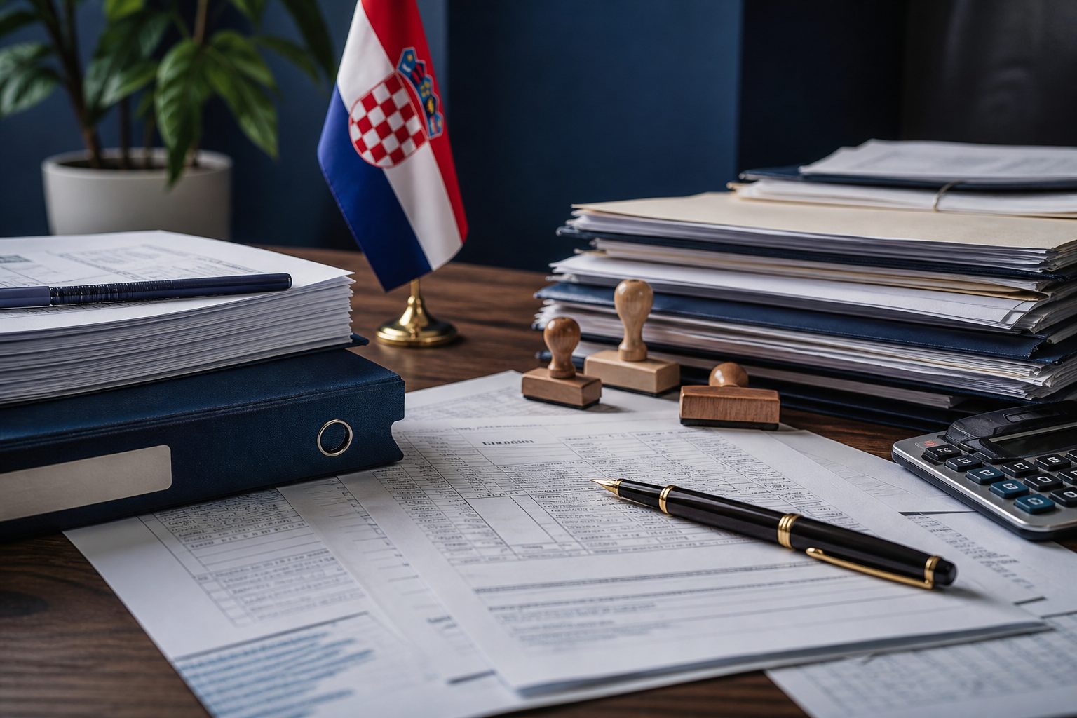 Organizirana knjigovodstvena dokumentacija i porezni materijali na stolu